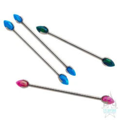 "Dragon Egg" With Opal In Prong's Industrial Barbell