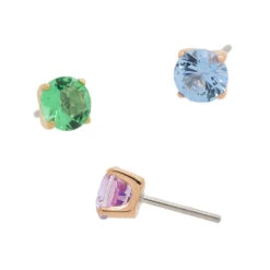 Threadless: 3mm "Tiffany" Prong-Set Brilliant-Cut Gem End In Gold