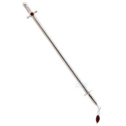 "Kiss Of Death" Industrial Barbell In Gold With Garnets -Starfire – Body Jewelry 40905 BodyVision BVLAKissofDeathIndustrialBarbellinGoldwithGarnets13.8SingleWG1