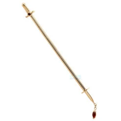 "Kiss Of Death" Industrial Barbell In Gold With Garnets -Starfire – Body Jewelry 40905 BodyVision BVLAKissofDeathIndustrialBarbellinGoldwithGarnets13.8SingleYG1