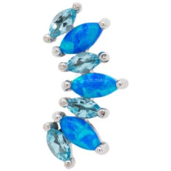 "Athena" Threaded End In Gold With Swiss Topaz' & Sky Blue Opals -Starfire – Body Jewelry 40914 BVLABodyVisionAthenaThreadedEndinGoldwithSwissTopaz SkyBlueOpalsSingleWhiteGold1