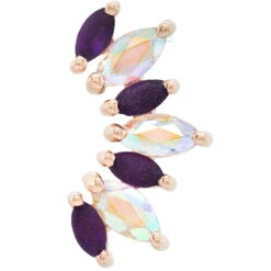 "Athena" Threaded End In Gold With Sandblasted Amethyst & Mercury Mist Topaz -Starfire – Body Jewelry 40914 BodyVision BVLAAthenaThreadedEndinGoldwithSandblastedAmethyst MercuryMistTopazSinglezLargeRoseGold2