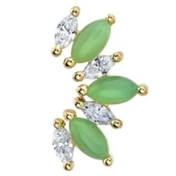 "Athena" Threaded End In Gold With DIAMONDS & Chrysoprase