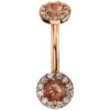 "Stravinsky" Navel Curve In Gold With Oregon Sunstone & White CZ's