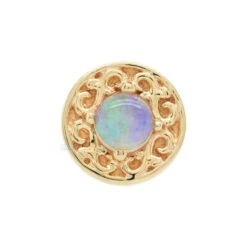 "Elizabeth" Threaded End In Gold With Genuine White Opal