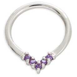 "Apex" Continuous Ring In Gold With Gemstones - 16 Ga. -Starfire – Body Jewelry 40974 Tawapa Apex Continuous Ring in Gold with Gemstones Purple CZ WG VENDOR PHOTO