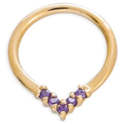 "Apex" Continuous Ring In Gold With Gemstones - 16 Ga. -Starfire – Body Jewelry 40974 Tawapa Apex Continuous Ring in Gold with Gemstones Purple CZ YG VENDOR PHOTO
