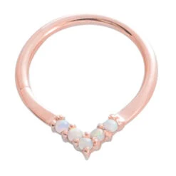 "Apex" Continuous Ring In Gold With Gemstones - 16 Ga. -Starfire – Body Jewelry 40974 Tawapa Apex Continuous Ring in Gold with Gemstones Synthetic Opal RG VENDOR PHOTO