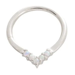 "Apex" Continuous Ring In Gold With Gemstones - 16 Ga. -Starfire – Body Jewelry 40974 Tawapa Apex Continuous Ring in Gold with Gemstones Synthetic Opal WG VENDOR PHOTO