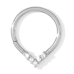 "Apex" Continuous Ring In Gold With Gemstones - 16 Ga. -Starfire – Body Jewelry 40974 Tawapa Apex Continuous Ring in Gold with Gemstones WG VENDOR PHOTO