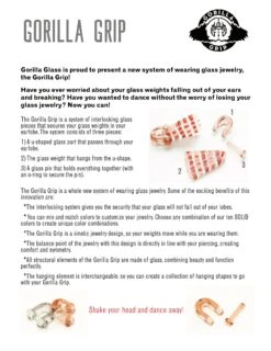 "Gorilla Grip" Glass Hangers -Starfire – Body Jewelry 41028 GGGorillaGripVendorInformation