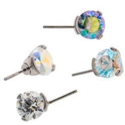 Threadless: Prong-Set Side-Set Faceted Gem End