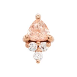 "Tau" Threaded End In Gold With Oregon Sunstone & White CZ's -Starfire – Body Jewelry 41084 BodyVisionBVLATauThreadedEndinGoldwithOregonSunstone WhiteCZsSingleYellowGold2
