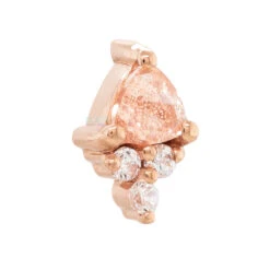 "Tau" Threaded End In Gold With Oregon Sunstone & White CZ's -Starfire – Body Jewelry 41084 BodyVisionBVLATauThreadedEndinGoldwithOregonSunstone WhiteCZsSingleYellowGold3