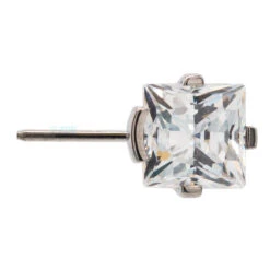 Threadless: Princess-Cut Faceted Gem Side-Set End