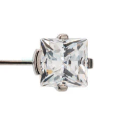 Threadless: Princess-Cut Faceted Gem Side-Set End 9 Threadless: Princess-Cut Faceted Gem Side-Set End -Starfire – Body Jewelry 41087 IndustrialStrengththreadless Princess CutFacetedGemSide SetEndSingleWCZ2