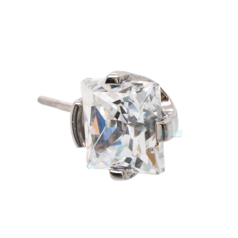 Threadless: Princess-Cut Faceted Gem Side-Set End 4 Threadless: Princess-Cut Faceted Gem Side-Set End - Image 2