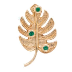 Monstera Leaf Threaded End In Gold With Rainforest Topaz' -Starfire – Body Jewelry 41088 BVLABodyVisionMonsteraLeafFlatbackinGoldwithRainforestTopazSingleLeftCurveYellowGold2 ce274823 ddd0 4a0d bb06 638d351c6ce6