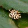 Monstera Leaf Threaded End In Gold With Rainforest Topaz' -Starfire – Body Jewelry 41088 BVLABodyVisionMonsteraLeafFlatbackinGoldwithRainforestTopaz zFunky1