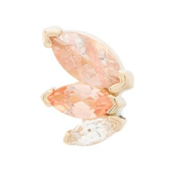 "French Kiss" Threaded End In Gold With Oregon Sunstone, Champagne Sapphire & White Sapphire