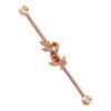 "Jessamine" Industrial Barbell In Gold With Citrine -Starfire – Body Jewelry 41093 BodyVision BVLAJessamineIndustrialBarbellinGoldwithCitrineSingleRoseGoldVENDORPHOTO