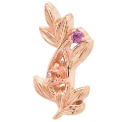 "Jessamine" Threaded End In Gold With Peach Topaz' & Rhodolite