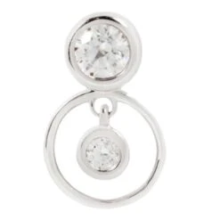 Threadless: "Warhol" End With Dangle In Gold With CZ's -Starfire – Body Jewelry 41128 BuddhaJewelryOrganicsthreadlessWarholEndinGoldwithCZ sSingleWhiteGold2VENDORPHOTO