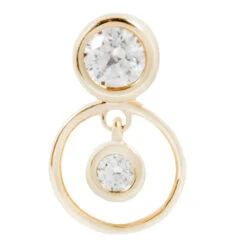 Threadless: "Warhol" End With Dangle In Gold With CZ's -Starfire – Body Jewelry 41128 BuddhaJewelryOrganicsthreadlessWarholEndinGoldwithCZ sSingleYellowGold2VENDORPHOTO