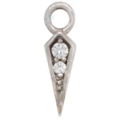 Spike Charm In Gold With CZ's -Starfire – Body Jewelry 41131 BuddhaJewelryOrganicsSpikeCharminGoldwithCZsSingleWhiteGold1