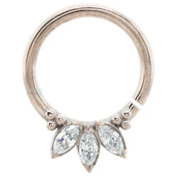 "Sedona 1" Seam Ring In White Gold With Marquise-Cut Brilliant Gems -Starfire – Body Jewelry 41136 AnatometalSedona1SeamRinginWhiteGoldwithMarquiseCutBrilliantGemsSingle16ga.5.16CZ 3b6ef124 6c23 482b bfc5 4ee488e030d4