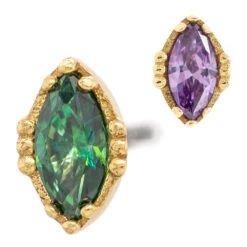 Threadless: "Lindsey" End In Yellow Gold With Marquise-Cut Brilliant-Cut Gem