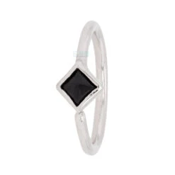 "Mae" Seamless Ring In Gold With Black Spinel