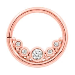 "Baloo" Seam Ring In Gold With CZ's -Starfire – Body Jewelry 41186 JunipurrJewelryBalooSeamRinginGoldwithCZ sSingleRoseGold1VENDORPHOTO