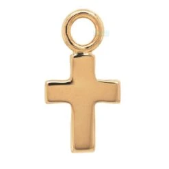 Cross Charm In Gold -Starfire – Body Jewelry 41203 BVLABodyVisionCrossCharminGoldSingle6mmx4.3mmYellowGold2