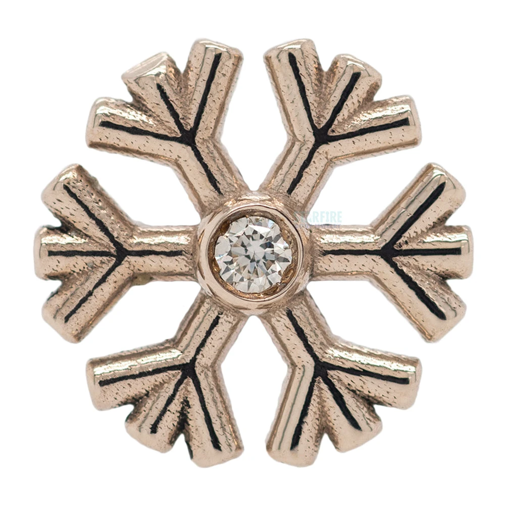 Snowflake Threaded End In Gold & Platinum With CZ 3 Snowflake Threaded End In Gold & Platinum With CZ