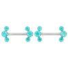 Threadless: 3 Bezel Arc With Brilliant-Cut Gems Side-Set Nipple Barbells In Bezels - Pair -Starfire – Body Jewelry 41236 Anatometalthreadless3BezelArcSide SetNippleBarbellswithBrilliant CutGemsSingleMG MintGreen2