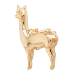 Threadless: "Mama Llama" End In Gold -Starfire – Body Jewelry 41248 BuddjaJewelryOrganicsthreadlessMamaLlamaEndinGoldSingleYellowGoldLeft1