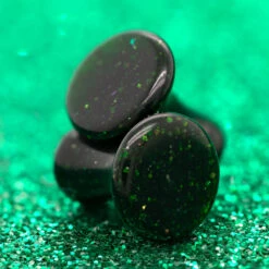 Mayan Style Stone Plugs - Green Goldstone -Starfire – Body Jewelry 41279 OracleBodyJewelryMayanStonePlugs GreenGoldstonezfunky4ga