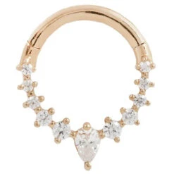 "Athena" Hinge Ring / Clicker In Gold With CZ's -Starfire – Body Jewelry 41297 BuddhaJewelryOrganicsAthenaHingeRingClickerinGoldSingleRoseGold1VENDORPHOTO