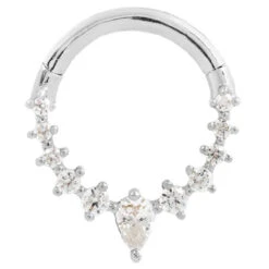 "Athena" Hinge Ring / Clicker In Gold With CZ's -Starfire – Body Jewelry 41297 BuddhaJewelryOrganicsAthenaHingeRingClickerinGoldSingleWhiteGold1VENDORPHOTO