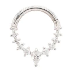 "Athena" Hinge Ring / Clicker In Gold With CZ's