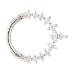 "Athena" Hinge Ring / Clicker In Gold With CZ's -Starfire – Body Jewelry 41297 BuddhaJewelryOrganicsAthenaHingeRing ClickerinGoldwithCZ sSingleWhiteGold2