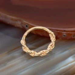 Rope Chain Continuous Ring In Gold -Starfire – Body Jewelry 41317 TawapaRoseChainContinuousRinginGoldzfunky