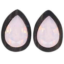 Teardrop Swarovski Plugs In Wood - Rose Opal -Starfire – Body Jewelry 41356 EsotericOrgancisTeardropSwarovskiPlugsinWood RoseOpalSingle1.2ga2