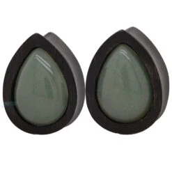 Teardrop Swarovski Plugs In Wood - Jade