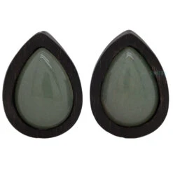 Teardrop Swarovski Plugs In Wood - Jade -Starfire – Body Jewelry 41356 EsotericOrganicsTeardropStonePlugsinWood JadeSingle7.818x132