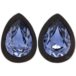 Teardrop Swarovski Plugs In Wood - Tanzanite -Starfire – Body Jewelry 41356 EsotericOrganicsTeardropSwarovskiPlugsinWood TanzaniteSingle3.418mmx13mm2