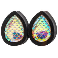 Teardrop Mermaid Scale Plugs In Wood