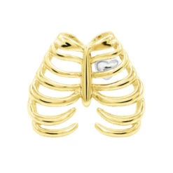 Threadless: "Chest Piece" End In Gold -Starfire – Body Jewelry 41400 JunipurrJewelrythreadlessChestPieceendinGoldSingleYellowGoldwithWhiteGoldHeart2VENDORPHOTO