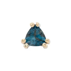 "Tanti" Threaded End In Gold With London Blue Topaz -Starfire – Body Jewelry 41416 BodyVision BVLATantiThreadedEndinGoldwithLondonBlueTopazSingleYellowGold2